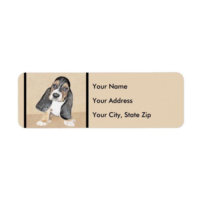 Basset Hound Puppy Painting - Original Dog Art Label (Front)