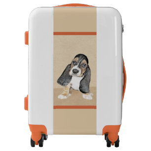 Basset Hound Puppy Painting - Original Dog Art Luggage