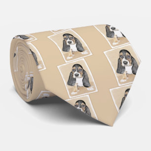 Basset Hound Puppy Painting - Original Dog Art Neck Tie