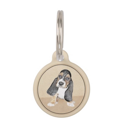 Basset Hound Puppy Painting _ Original Dog Art Pet ID Tag