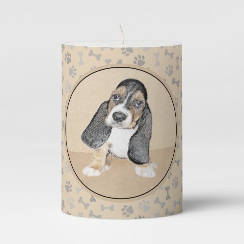 Basset Hound Puppy Painting _ Original Dog Art Pillar Candle