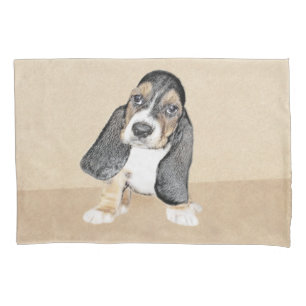 Basset Hound Puppy Painting - Original Dog Art Pillow Case