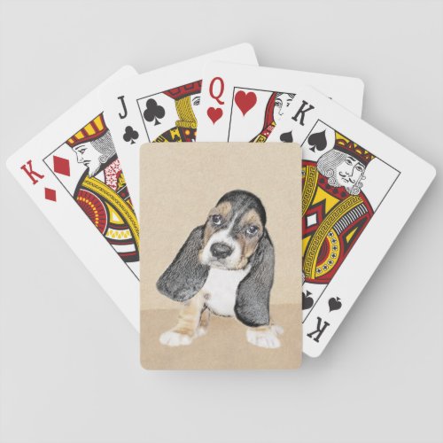 Basset Hound Puppy Painting _ Original Dog Art Playing Cards