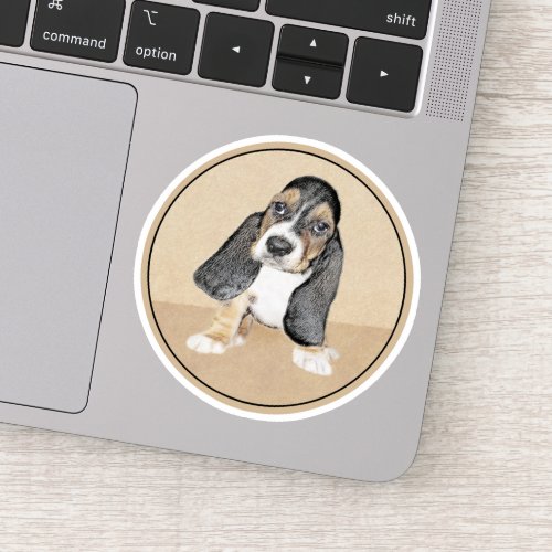 Basset Hound Puppy Painting _ Original Dog Art Sticker