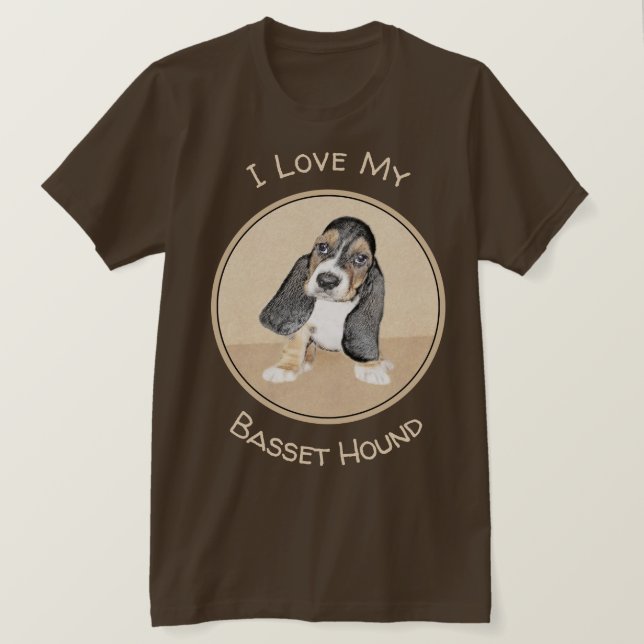 Basset Hound Puppy Painting - Original Dog Art T-Shirt (Design Front)