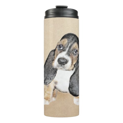 Basset Hound Puppy Painting _ Original Dog Art Thermal Tumbler