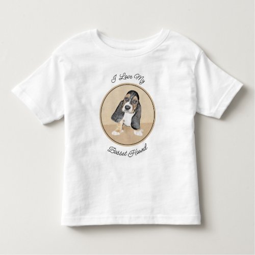 Basset Hound Puppy Painting _ Original Dog Art Toddler T_shirt