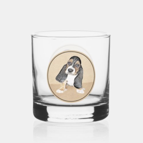 Basset Hound Puppy Painting _ Original Dog Art Whiskey Glass