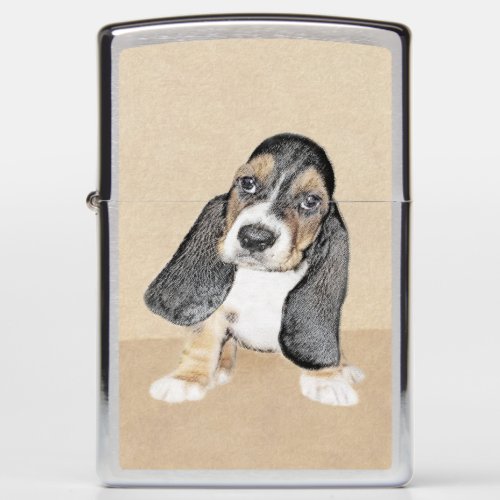 Basset Hound Puppy Painting _ Original Dog Art Zippo Lighter