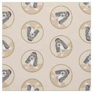 Basset Hound Puppy Painting Tri-color Cute Dog Art Fabric
