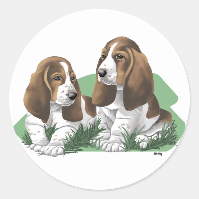Basset Hound Puppy Stickers (Front)