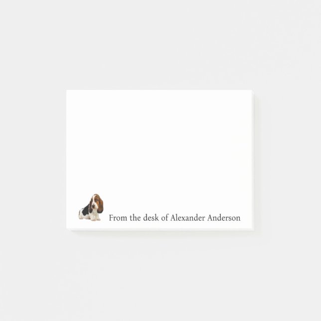 Basset Hound Realistic Personalize Post-it Notes (Front)