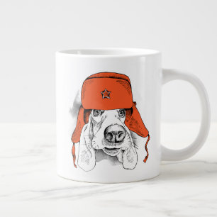 Basset Hound Red Ushanka Hat Giant Coffee Mug