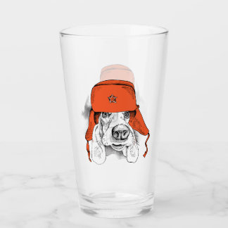 Basset Hound | Red Ushanka Hat Glass