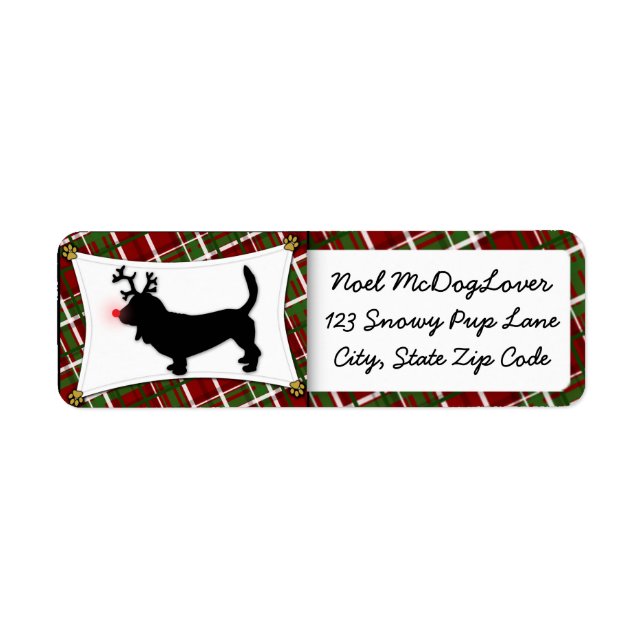 Basset Hound Reindeer Christmas Label (Front)