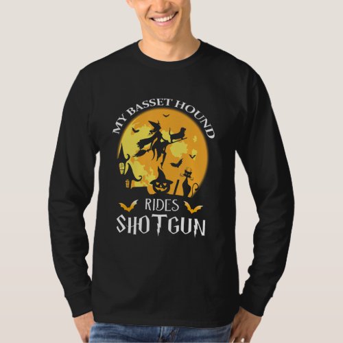 Basset Hound Rides Shotgun Dog T_Shirt