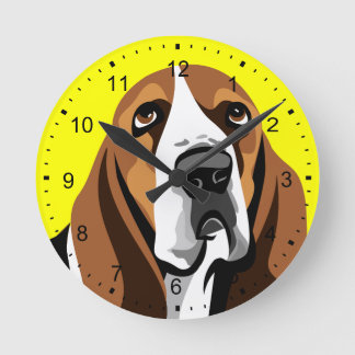 Basset Hound Round Clock