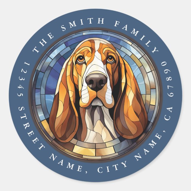Basset Hound Round Stickers (Front)