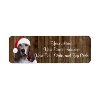 Basset Hound Santa Label