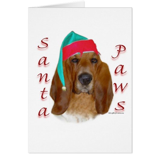 Basset Hound Santa Paws Cards (Front)