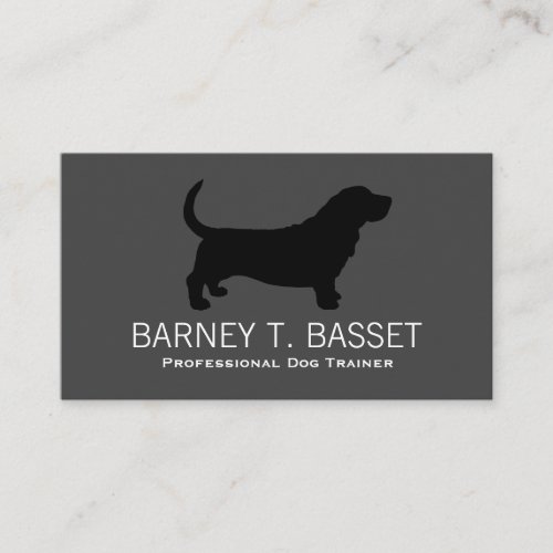 Basset Hound Silhouette Black on Grey Business Card