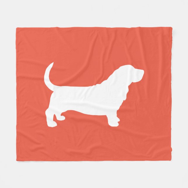 Basset Hound Silhouette Cozy Dog Lover Fleece Blanket (Front (Horizontal))
