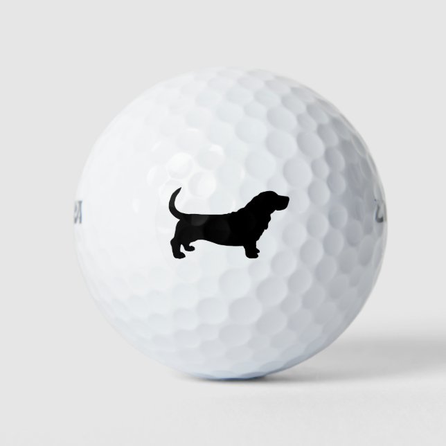 Basset Hound Silhouette Golf Balls (Front)