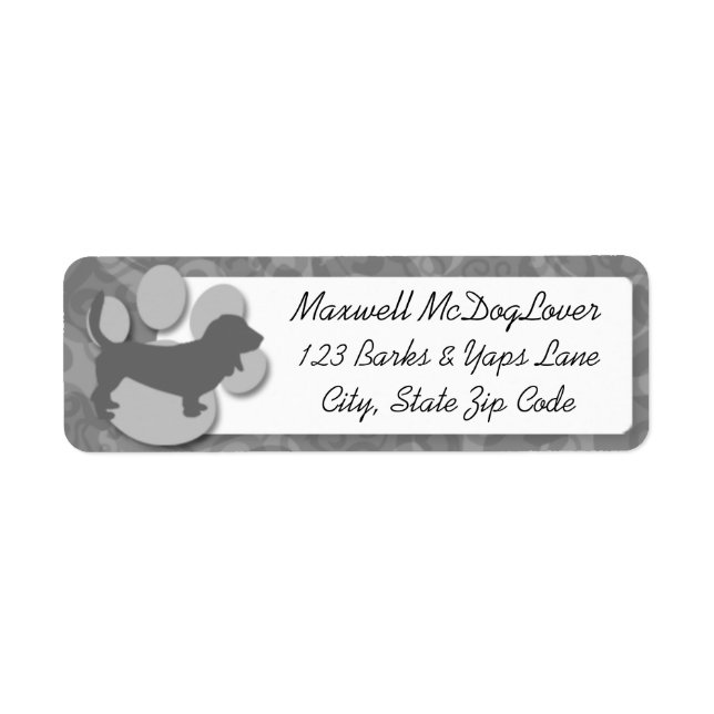 Basset Hound Silhouette Label (Front)