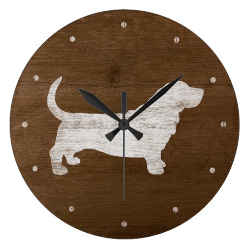 Basset Hound Silhouette Large Clock