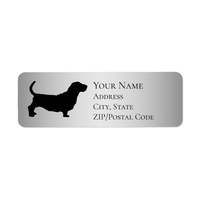 Basset Hound Silhouette Return Address Label (Front)