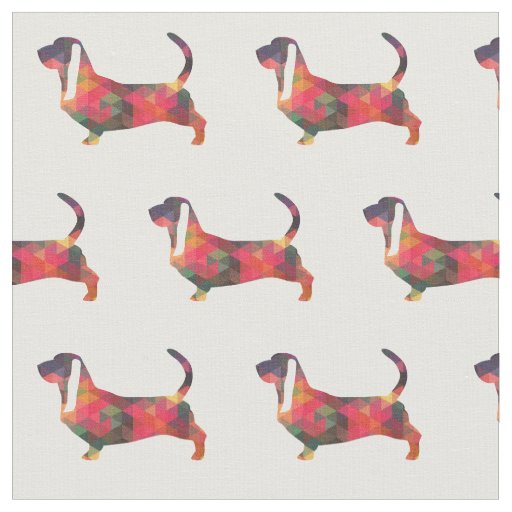 Basset Hound Silhouette Tiled Fabric
