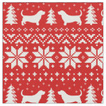 Basset Hound Silhouettes Christmas Holiday Xmas Fabric
