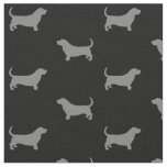 Basset Hound Silhouettes Grey and Black Patterned Fabric
