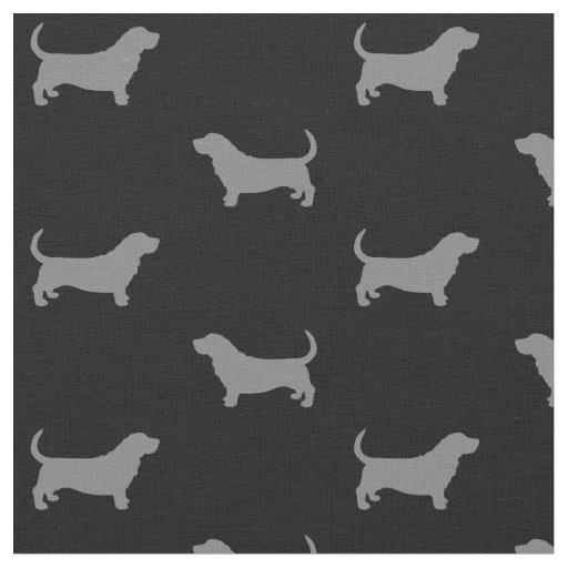 Basset Hound Silhouettes Grey and Black Patterned Fabric