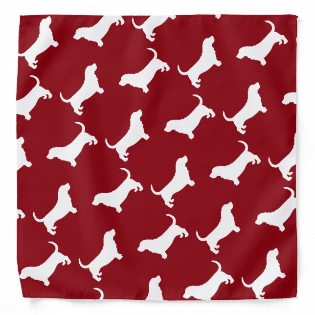 Basset Hound Silhouettes Pattern Bandana (Front)