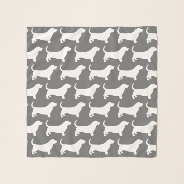 Basset Hound Silhouettes Pattern Scarf (Front)