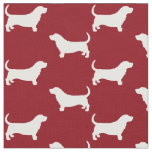 Basset Hound Silhouettes Red and White Patterned Fabric
