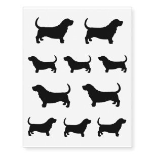 Basset Hound Silhouettes Temporary Tattoos