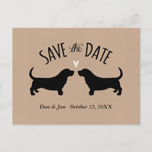 Basset Hound Silhouettes Wedding Save the Date Announcement Postcard