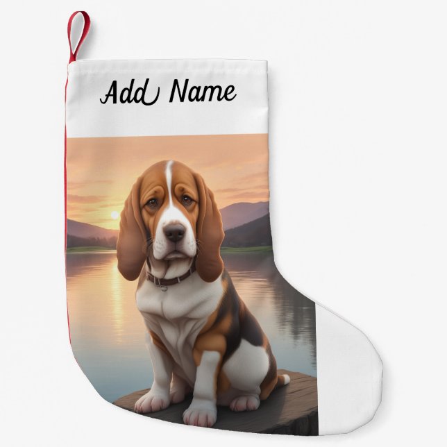 Basset Hound Small Christmas Stocking (Front)