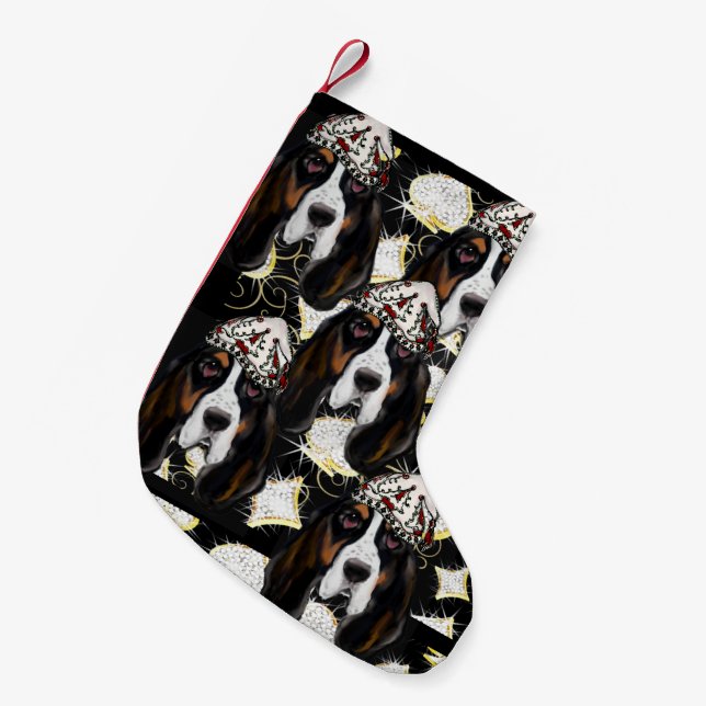 BASSET HOUND SMALL CHRISTMAS STOCKING (Front (Hanging))