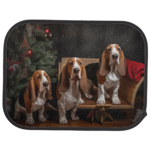 Basset Hound Snowy Sleigh Christmas Decor Car Floor Mat