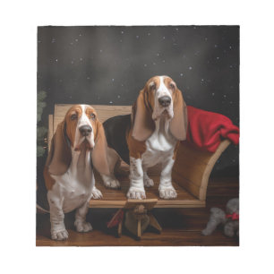Basset Hound Snowy Sleigh Christmas Decor  Notepad