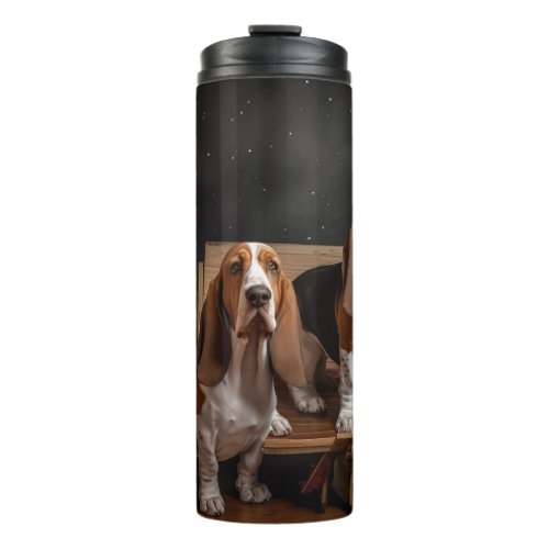 Basset Hound Snowy Sleigh Christmas Decor  Thermal Tumbler