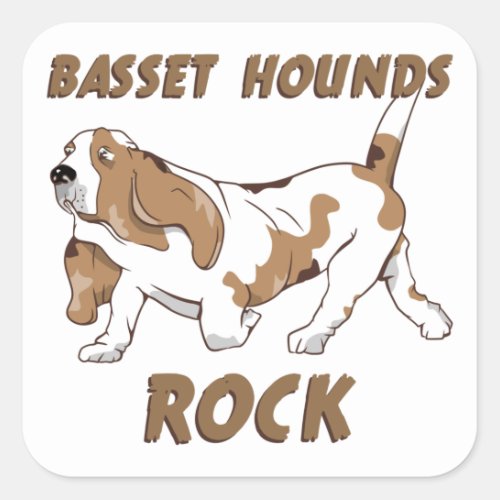 Basset hound square sticker