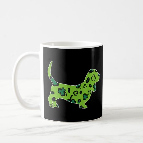 Basset Hound St Patricks Day Green Leopard Shamroc Coffee Mug