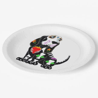 Basset Hound Sugar Skull Paper Plates