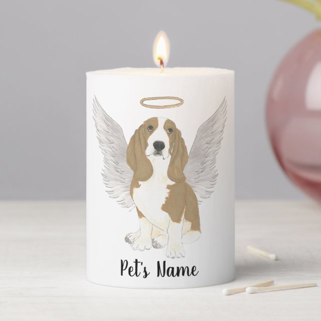 Basset Hound Sympathy Memorial Pillar Candle (In Situ)