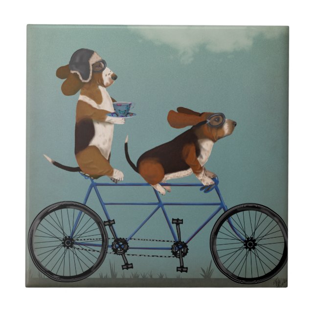 Basset Hound Tandem Ceramic Tile (Front)