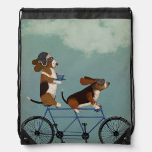 Basset Hound Tandem Drawstring Bag